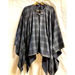 Plaid blue/grey 24” long 57” wide with small buckle clasp